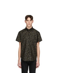 Naked and Famous Denim Black And Gold Japanese Flowers Easy Shirt