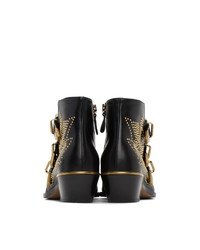 Chloé Black And Gold Susanna Boots
