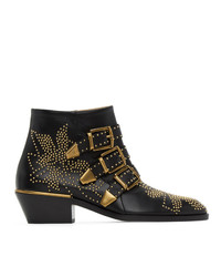 Chloé Black And Gold Susanna Boots