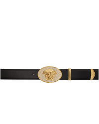 Versace Black And Gold Crystal Medusa Head Belt