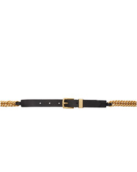 System Black And Gold Leather Chain Belt