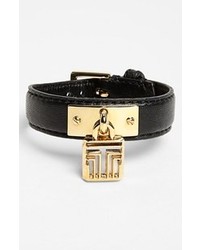 Black and Gold Leather Bracelet