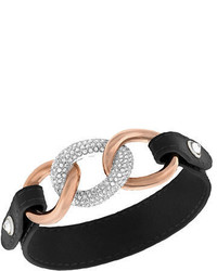 Swarovski Bound Chain And Leather Bracelet