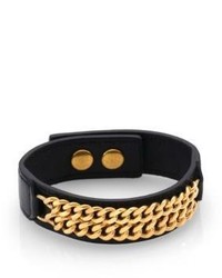 Saint Laurent Chain Leather Bracelet