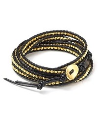 Chan Luu Black Leather Wrap Bracelet With Gold Nuggets 32