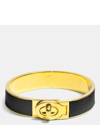 Coach Half Inch Hinged Leather Turnlock Bangle