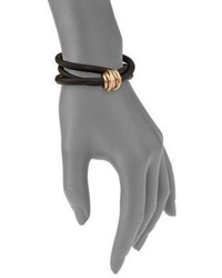 De Grisogono Allegra Diamond 18k Rose Gold Leather Wrap Braceletblack
