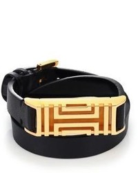 Tory Burch For Fitbit Stainless Steel Leather Double Wrap Bracelet