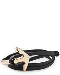 Miansai Gold Plated Anchor Leather Bracelet Black