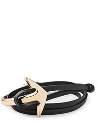 Miansai Gold Plated Anchor Leather Bracelet Black