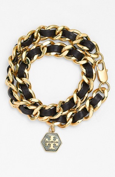 Tory Burch Leather Chain Link Wrap Bracelet, $135 | Nordstrom | Lookastic