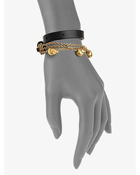 Alexander McQueen Leather Chain Skull Wrap Bracelet