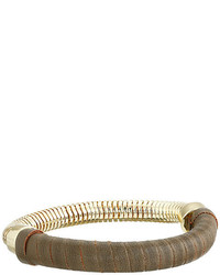 French Connection Leather Wrapped Snake Chain Stretch Bangle Bracelet