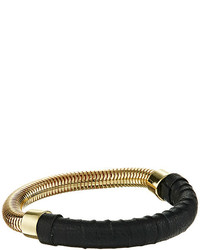 French Connection Leather Wrapped Snake Chain Stretch Bangle Bracelet