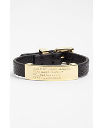 Marc by Marc Jacobs Leather Id Bracelet Black Gold