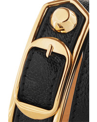 Balenciaga Metallic Edge Textured Leather And Gold Tone Bracelet Black
