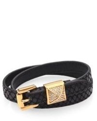 Michael Kors Michl Kors Python Embossed Leather Double Wrap Bracelet