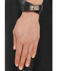 Givenchy Shark Lock Bracelet In Leather And Gold Tone Brass