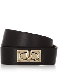 Givenchy Shark Lock Bracelet In Leather And Gold Tone Brass Black