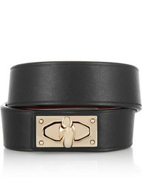 Givenchy Shark Lock Bracelet In Leather And Gold Tone Brass
