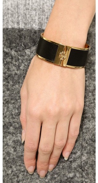 Tory Burch Skinny Leather Inlay Cuff Bracelet, $165  |  Lookastic
