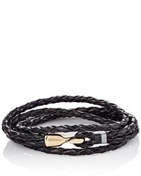 Miansai Trice Leather Wrap Bracelet Blue Size S