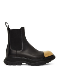 Black and Gold Leather Chelsea Boots