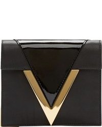 Versus Black Leather Gold V Anthony Vaccarello Edition Clutch