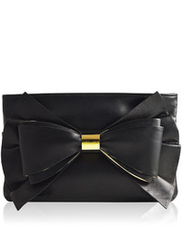 Judith Leiber Couture Sutton Leather Bow Evening Clutch Bag Blackgold