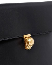 Nobrand Skull Clasp Leather Envelope Clutch