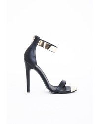 Missguided Kim Gold Plate Ankle Strap Heeled Sandals Black