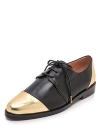 Black and Gold Leather Oxford Shoes