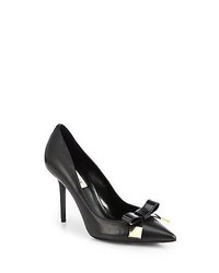 Burberry Soden Leather Bow Pumps Black
