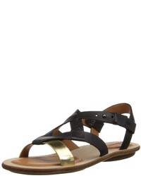 Black and Gold Leather Sandals