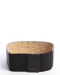 Vince Camuto Black Nappa Leather Core Pyramid Snap Belt