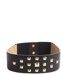 Vince Camuto Black Nappa Leather Core Pyramid Snap Belt