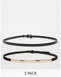 Asos Collection 2 Pack Plate And Skinny Waist Belt