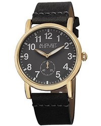 August Steiner As8110yg Swiss Quartz Gold Tone Grey Leather Strap Watch