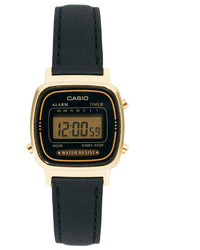 Casio Black Leather Strap Digital Watch La670wegl 1ef