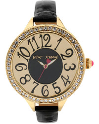 Betsey Johnson Black Patent Leather Strap Watch 47mm Bj00387 02