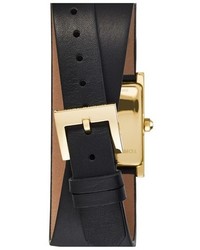 Tory Burch Buddy Signature Rectangular Wrap Leather Strap Watch 17mm X 31mm