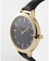 Asos Collection Leather Strap Watch With Black Dials