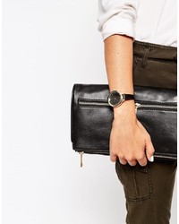 Asos Collection Leather Strap Watch With Black Dials