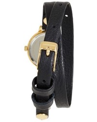 La Mer Collections Del Mar Leather Strap Wrap Watch 19mm