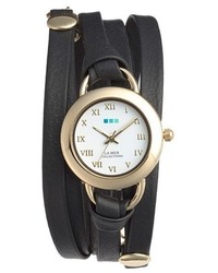 La Mer Collections Saturn Leather Wrap Bracelet Watch 22mm