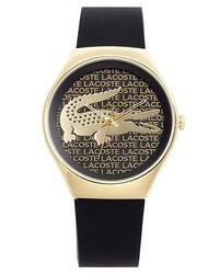 Lacoste Valencia Logo Dial Leather Strap Watch 38mm Black Gold