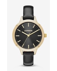 Express Leather Strap Watch Black And Rose Gold