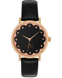 Kate Spade New York Metro Black Patent Saffiano Leather Strap Watch 34mm 1yru0583