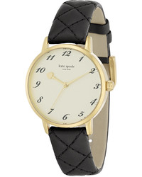 Kate Spade New York Metro Black Quilted Leather Strap Watch 34mm 1yru0788