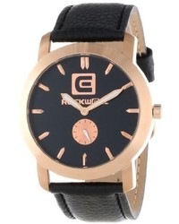 Rockwell Time Unisex Ct109 Cartel Black Leather Band Black Dial Rose Gold Case Watch